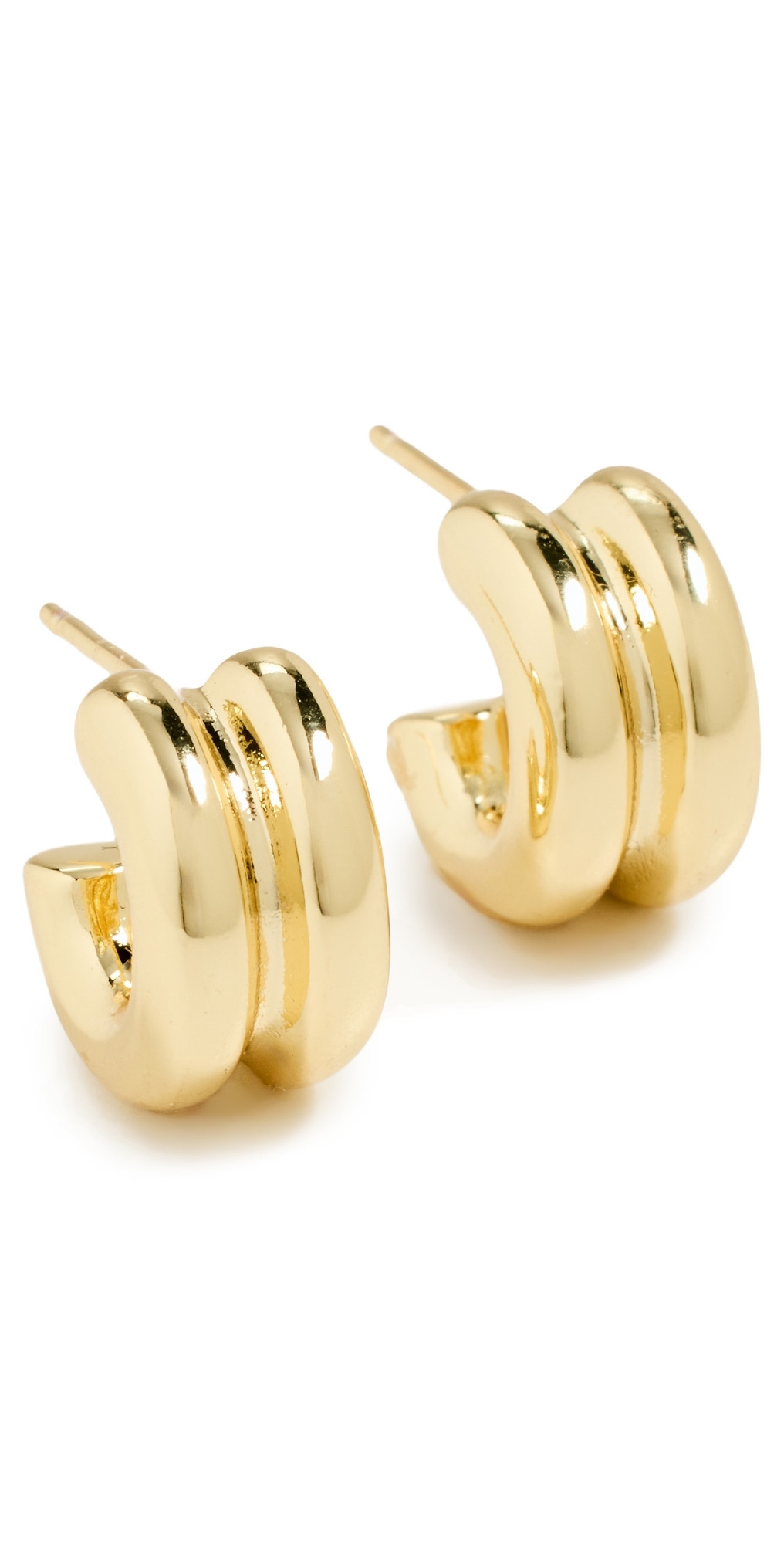 By Adina Eden Double Hollow Open Hoop Earrings Gold One Size | Shopbop