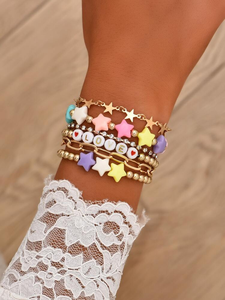 6pcs Letter Graphic Bracelet | SHEIN