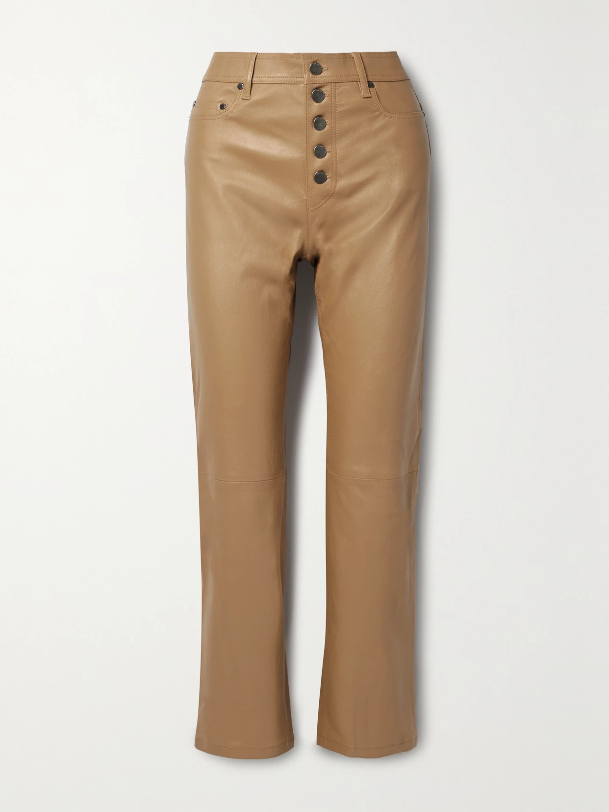 Joseph - Den Cropped Leather Straight-leg Pants - Brown | NET-A-PORTER (US)