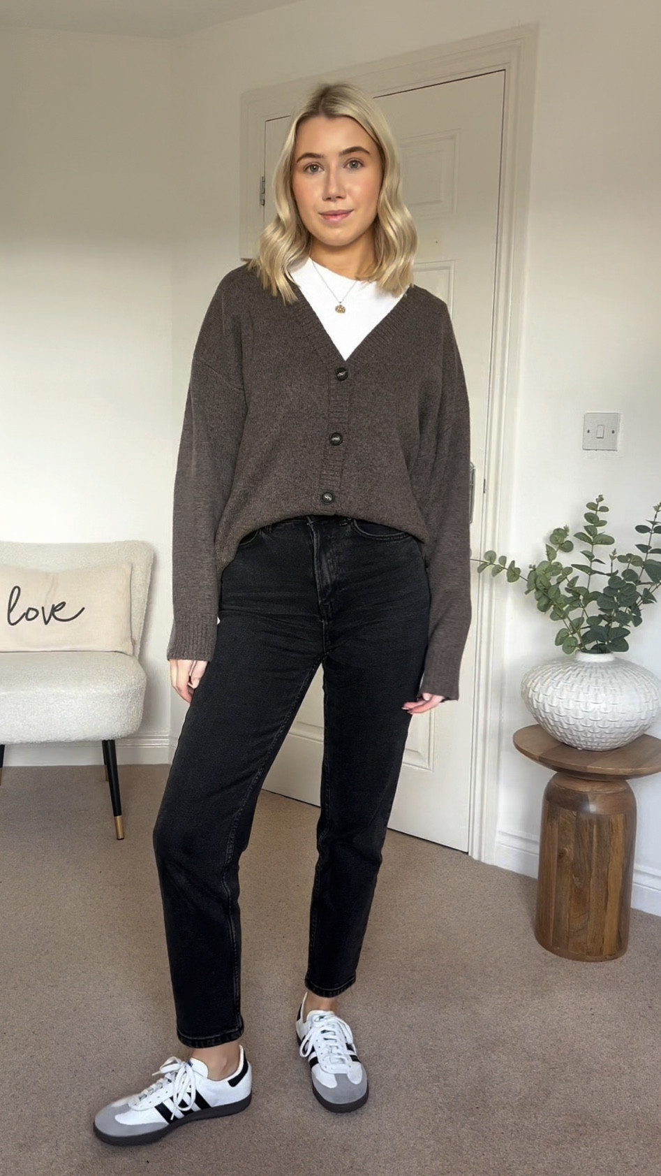 Pretty lavish, Cos, Asos, Stradivarius, Adidas, Astrid and miyu, Topshop, transitional outfit, transitional style, winter outfit, winter fashion, spring outfit, oversized cardigan, knit cardigan, brown cardigan, white tee, mom jeans, black jeans, Adidas samba, spring outfit ideas, style inspiration 

#LTKstyletip #LTKSeasonal #LTKeurope