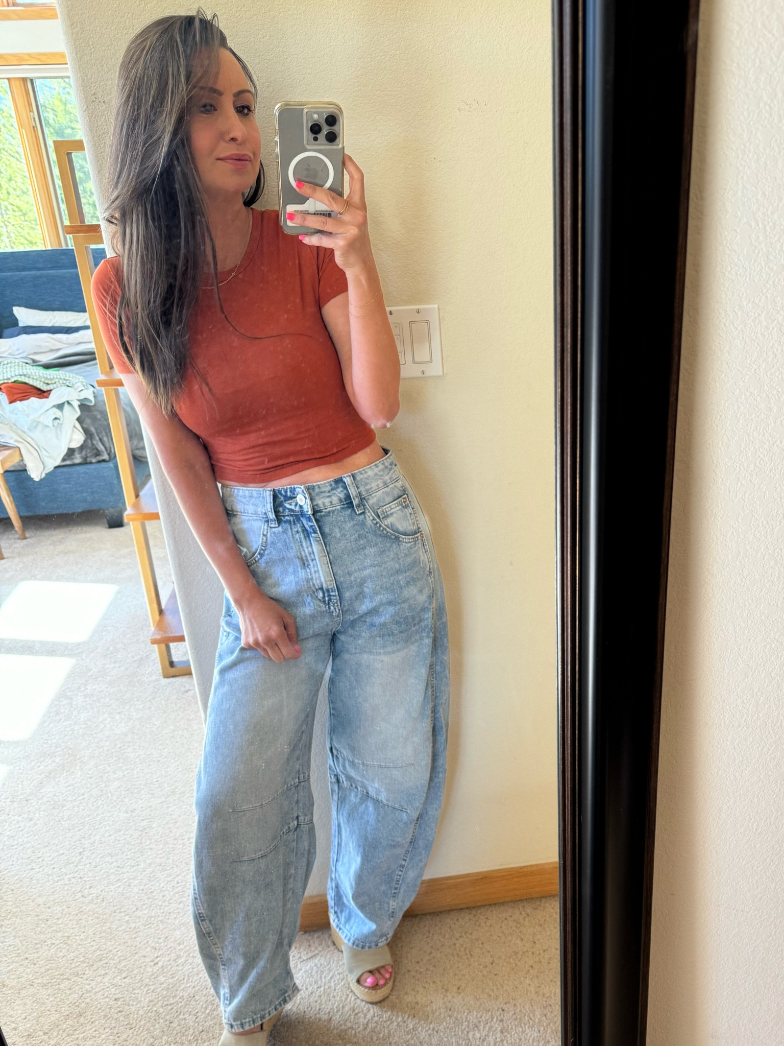 My teenager complimented me so obviously gotta show it off. 👸🏻💪 Free people Dupe jeans too! I’m wearing a 4 for reference! 

#LTKOver40 #LTKFamily #LTKSeasonal