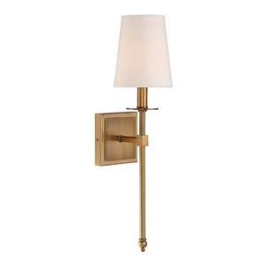 Savoy House Monroe 1-Light Transitional Metal Sconce in Warm Brass | Homesquare