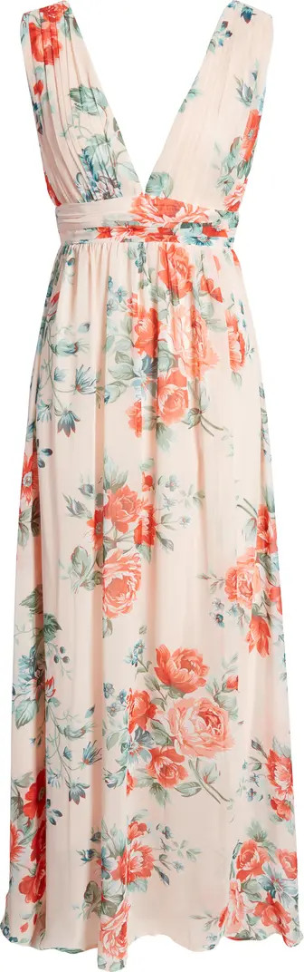 Lulus Garden Meandering Floral Chiffon Gown | Nordstrom | Nordstrom