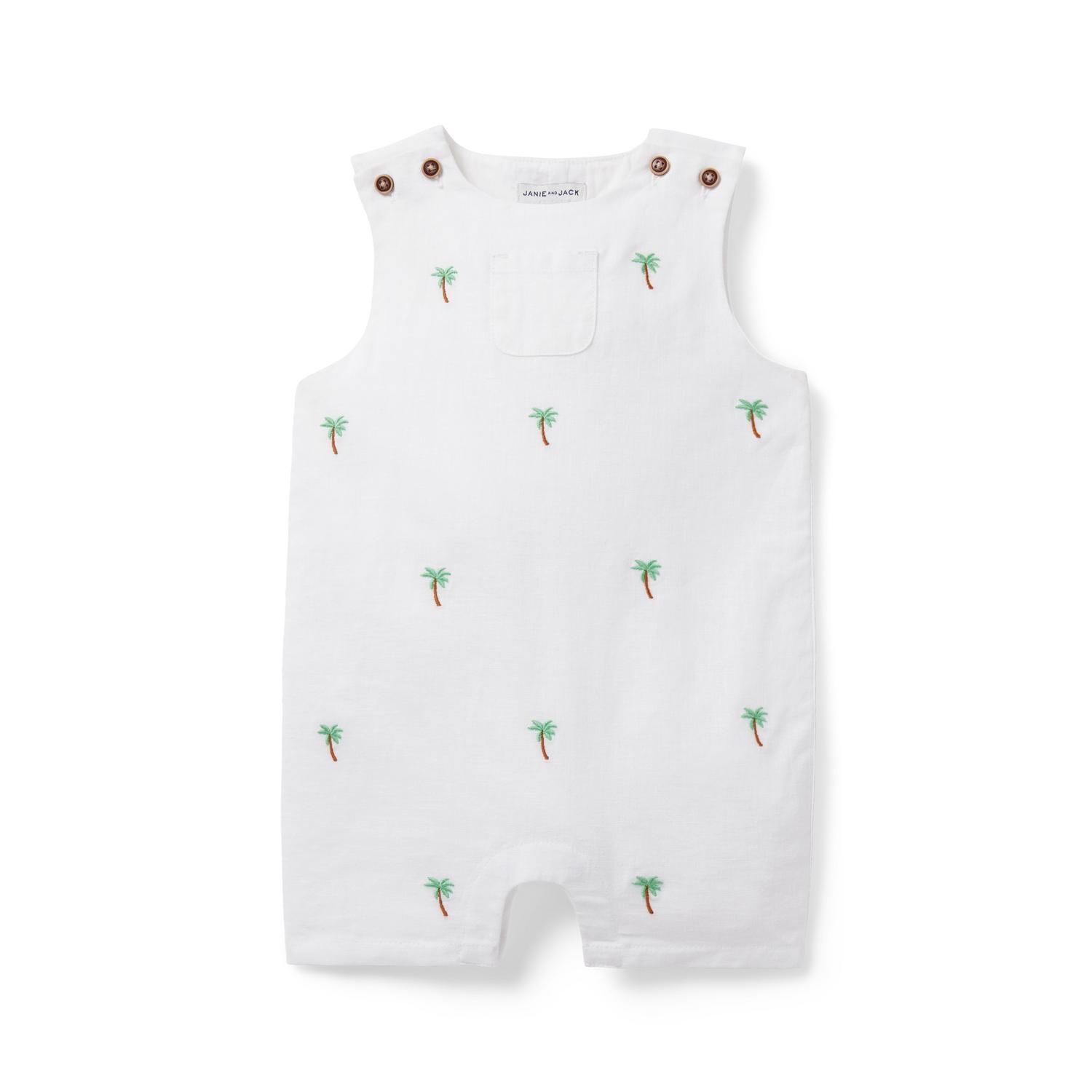 Baby Embroidered Palm Linen-Cotton Romper | Janie and Jack