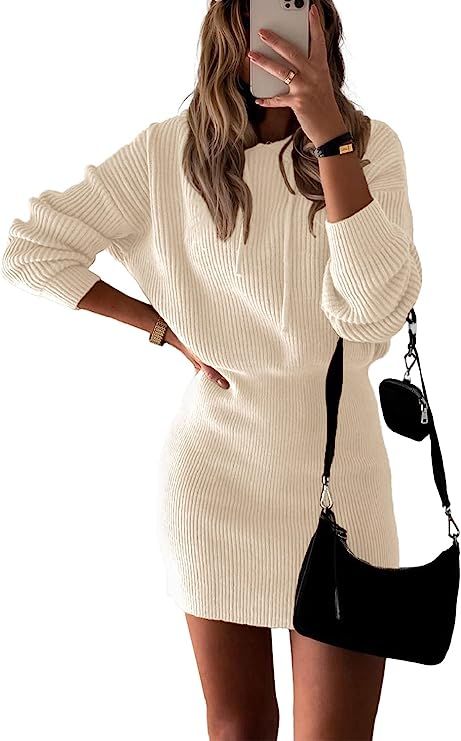 PRETTYGARDEN Women's Winter Rib Knit Pullover Sweater 2022 Fashion Fall Dresses Long Sleeve Hoode... | Amazon (US)