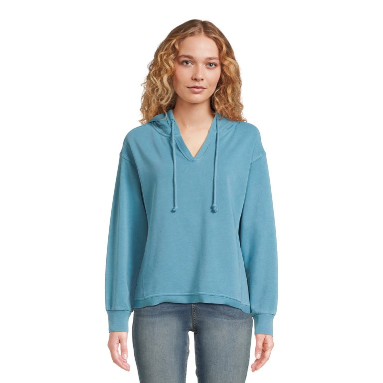 Time and Tru Women's Split Neck Hoodie, Sizes XS-XXXL | Walmart (US)
