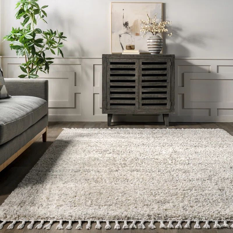 Makenna Performance Shag Light Gray/Beige/Ivory Rug | Wayfair North America