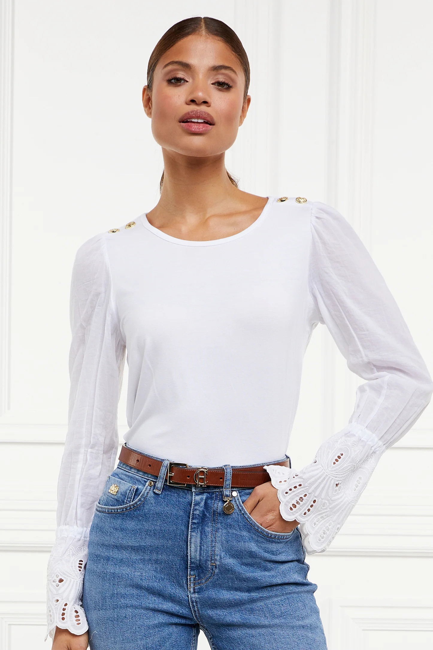 Francesca Jersey Blouse (White) | Holland Cooper