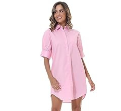 MCEDAR Women's Oversized Short-Sleeve Shirt Dress Plus Size Casual Button Shirt Dress with Pocket... | Amazon (US)