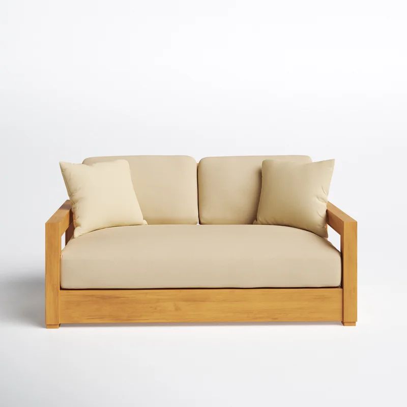 Melrose 52.75'' Wide Outdoor Teak Loveseat with Cushions | Wayfair North America
