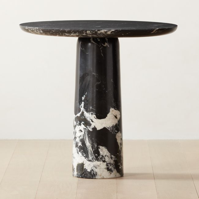 Babylon 30"" Round Black Marble Bistro Table | CB2