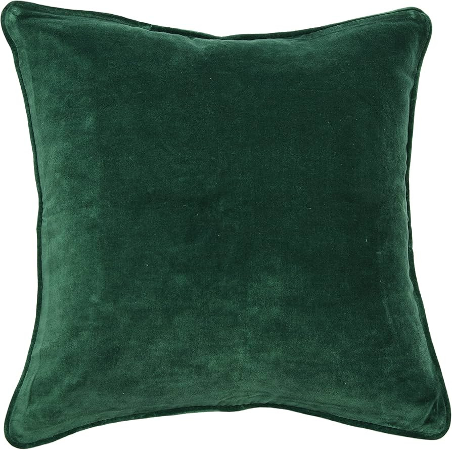 Creative Co-Op Square Velvet Piping, Green Pillow Cover 20" x 20" | Amazon (US)