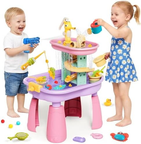 Toddler Water Table - Sensory Table for Kids with 28 Piece Sand Water Toy Set, Outdoor Water Play... | Amazon (US)