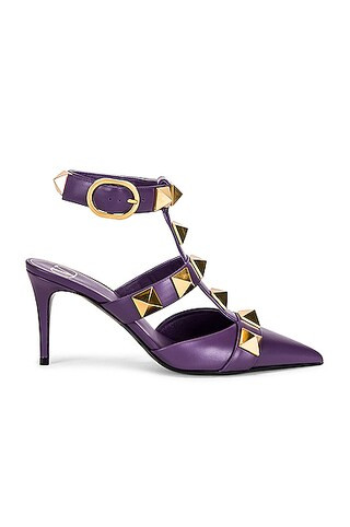 Valentino Garavani Roman Stud Ankle Strap Pumps in Violet | FWRD | FWRD 