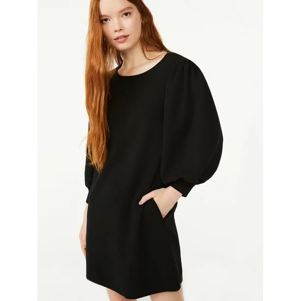 Free Assembly Women's Puff Sleeve Dress - Walmart.com | Walmart (US)