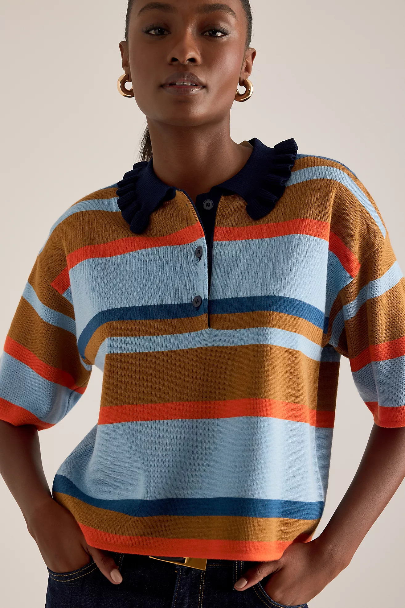 By Anthropologie Gestreiftes Poloshirt aus Wollmischung | Anthropologie (EU)