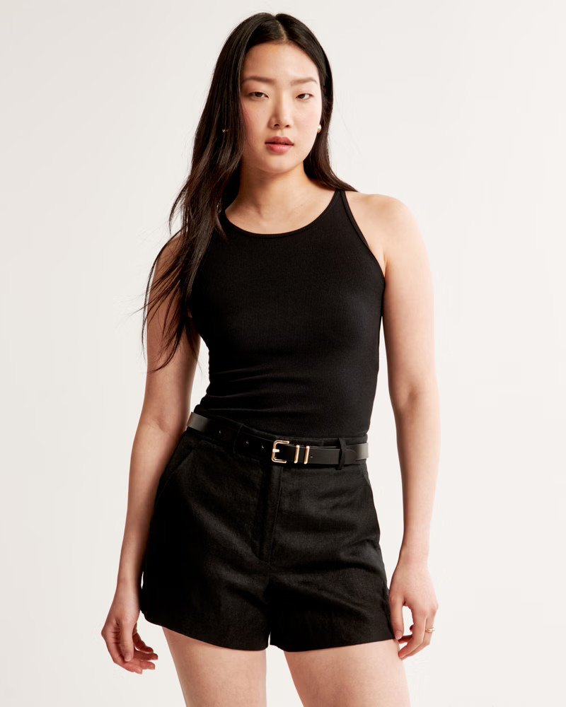 Women's Premium Linen Fixed Waist Short | Women's Bottoms | Abercrombie.com | Abercrombie & Fitch (US)