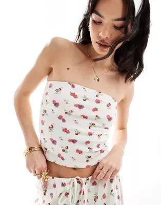 ASOS DESIGN - Bandeau met wafelstructuur en fruitprint, deel van co-ord set | ASOS | ASOS (Global)