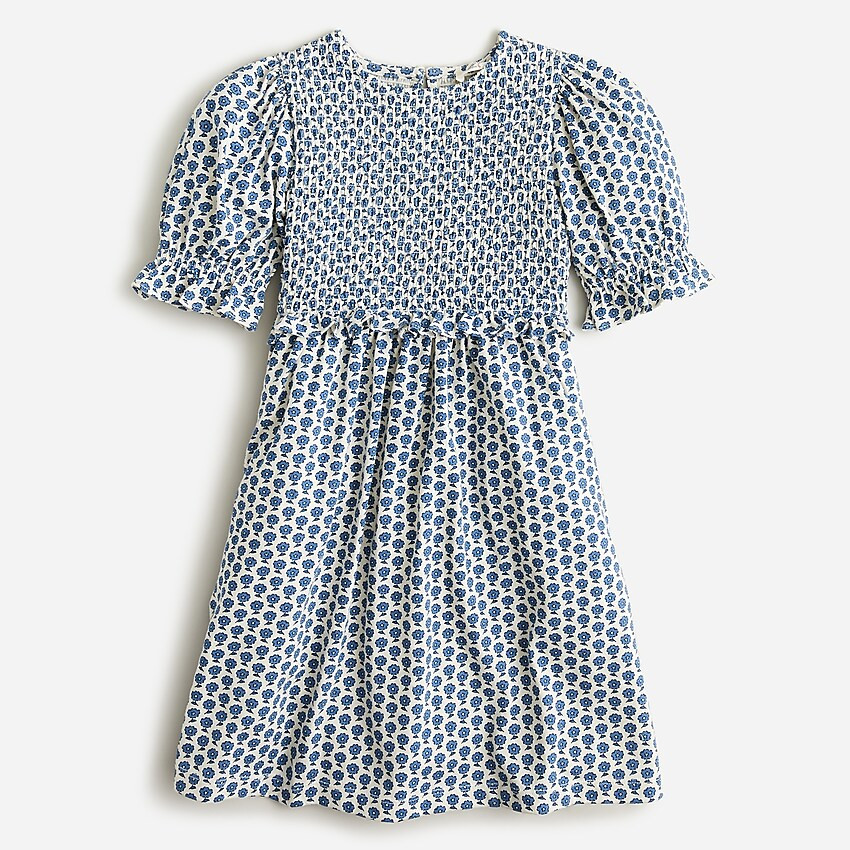 Girls' printed broken-in jersey smocked dress | J. Crew US