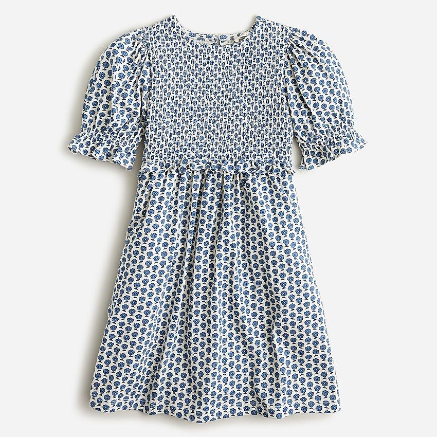 Girls' printed broken-in jersey smocked dress | J.Crew US