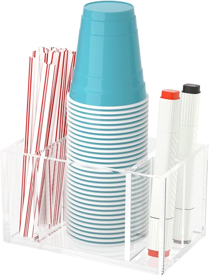 Cup Holder with Marker Slot, Party Cup Dispenser Acrylic Cup Organizer Mark Your Cup and Drink Up... | Amazon (US)