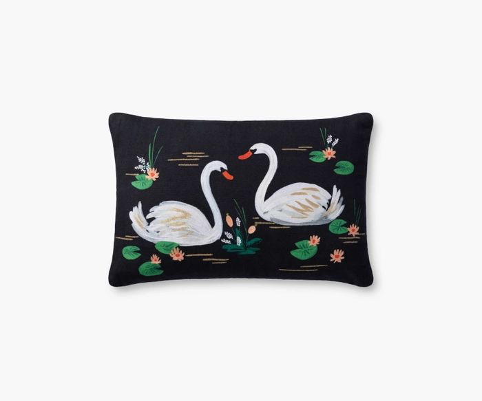 Swans Embroidered Pillow | Rifle Paper Co.