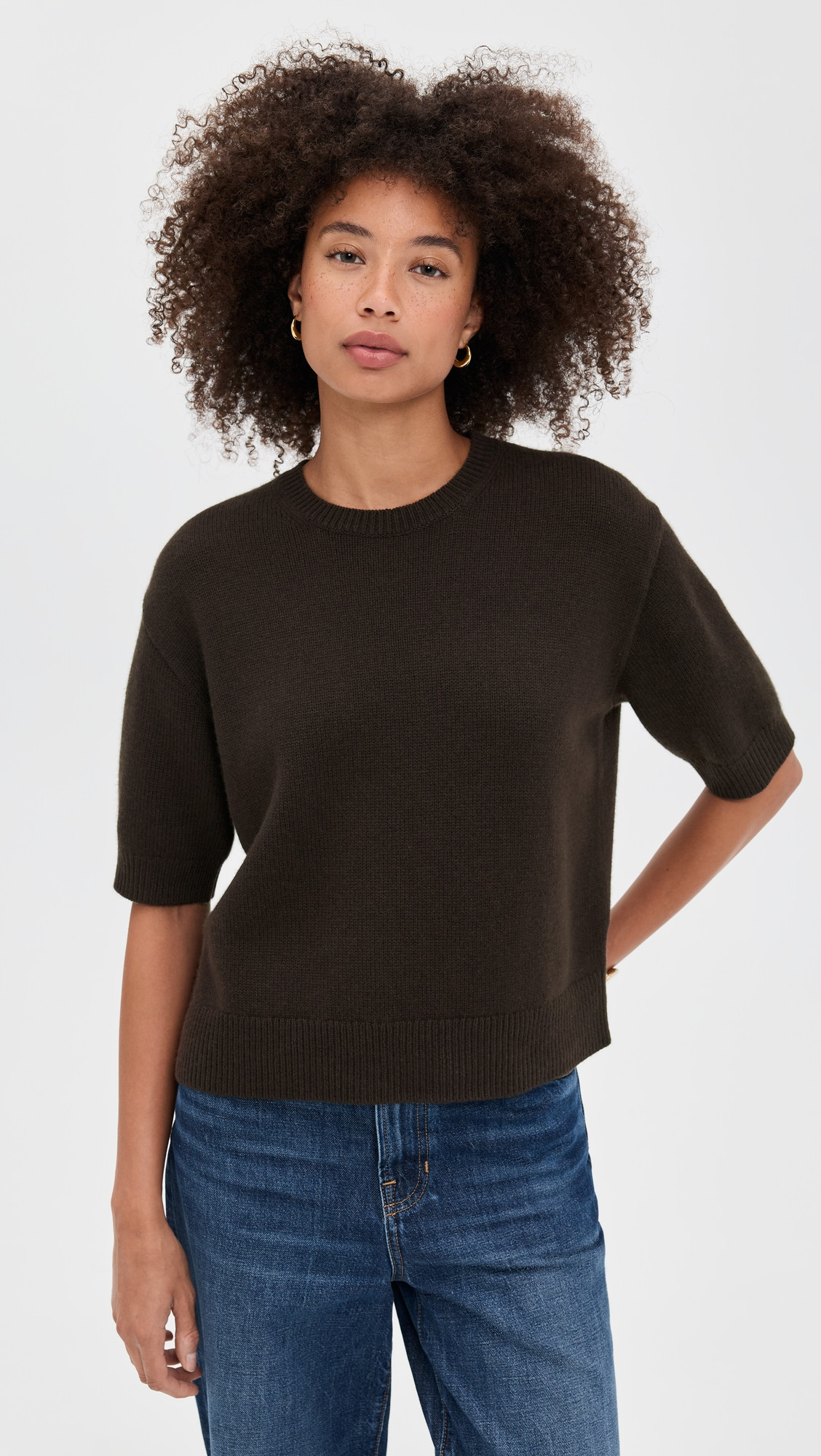 Crop Cashmere Tee - Cacao | Shopbop