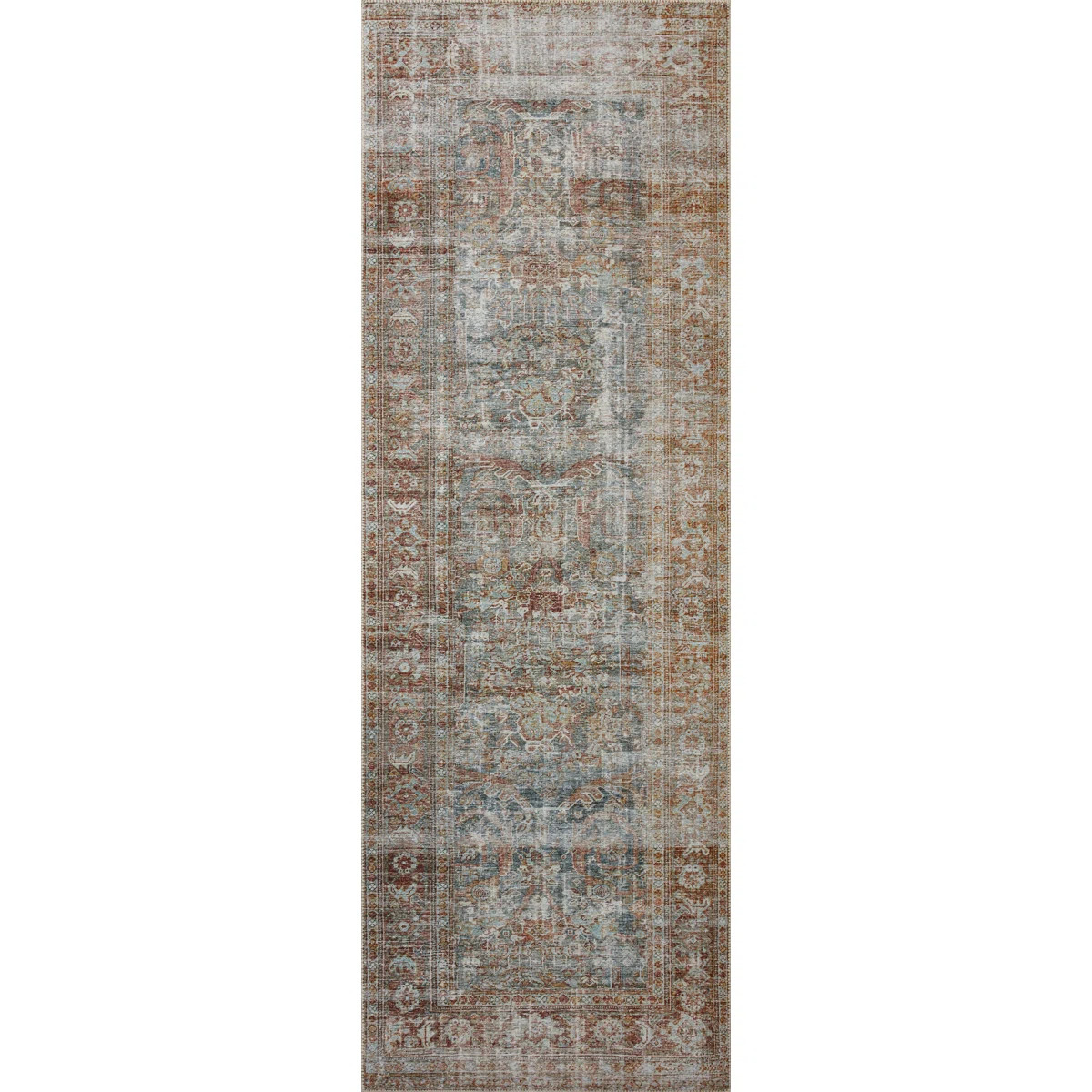 Chris Loves Julia x Loloi Jules Oriental Lagoon/Brick Area Rug | Wayfair North America