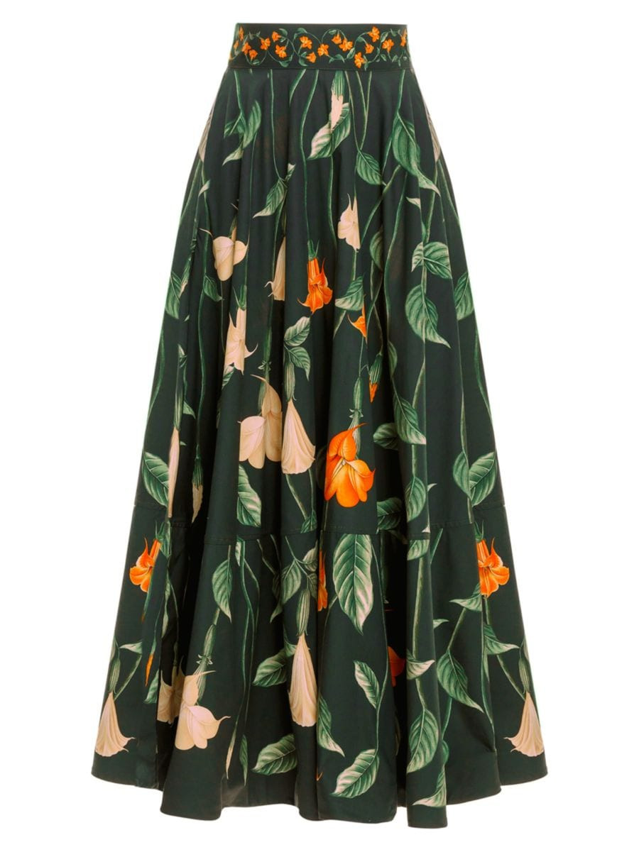 Curandera Bergamota Floral Cotton Maxi Skirt | Saks Fifth Avenue
