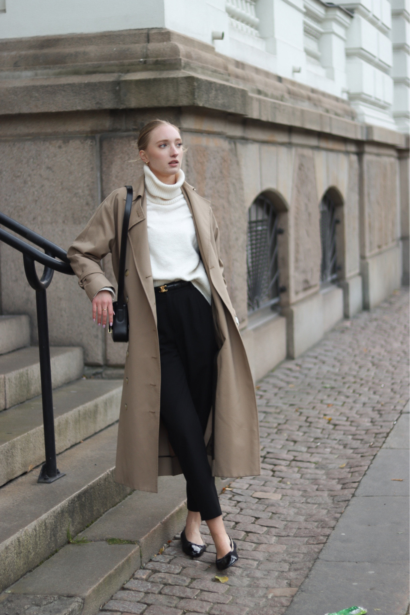 My all time favorite trench coat 🤎 

Beige trench coat, Totême trench coat, straight trench coat, white turtleneck jumper, white jumper, black suit trousers, black fitted trousers, black ballerinas 

#LTKworkwear #LTKSeasonal #LTKeurope