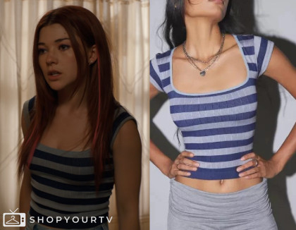 Character:Abby
Actor:Katie Douglas
Show:Ginny and Georgia
Episode:3x03 - "Friends Can Dance"
Brand Product :Out From Under Seamless Striped Te 

 