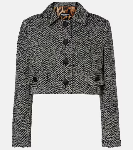 Cropped wool-blend tweed jacket | Mytheresa (UK)