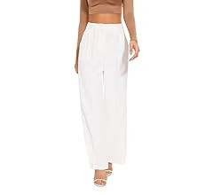 FUNYYZO Women's Wide Leg Pants High Elastic Waisted in The Back Business Work Trousers Long Strai... | Amazon (US)