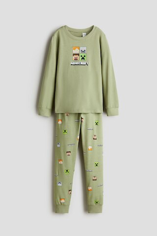 H & M - Printed cotton jersey pyjamas - Green | H&M (UK, MY, IN, SG, PH, TW, HK)