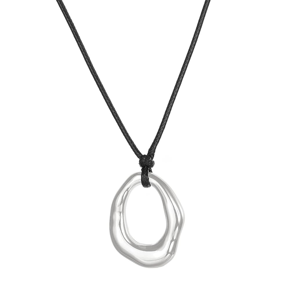 tenghong2021 Heart Shape Long Pendant Necklace for Women Silver Plated Irregular Heart Hollow Nec... | Amazon (US)