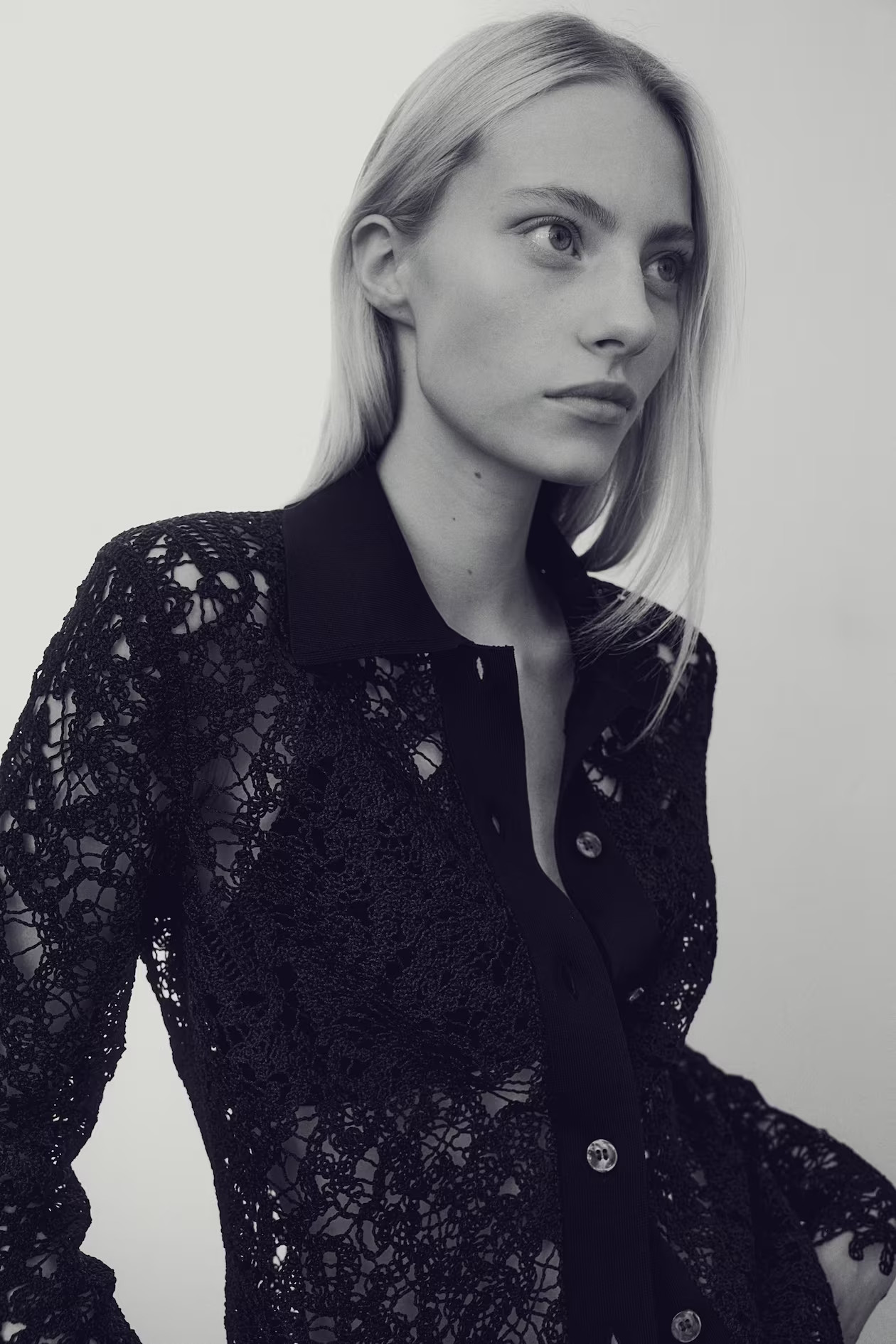 Crochet-look cardigan - Long sleeve - Regular length - Black - Ladies | H&M GB | H&M (UK, MY, IN, SG, PH, TW, HK)