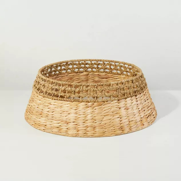 26" Natural Woven Seagrass & Hyacinth Christmas Tree Collar - Hearth & Hand™ wi... | Target