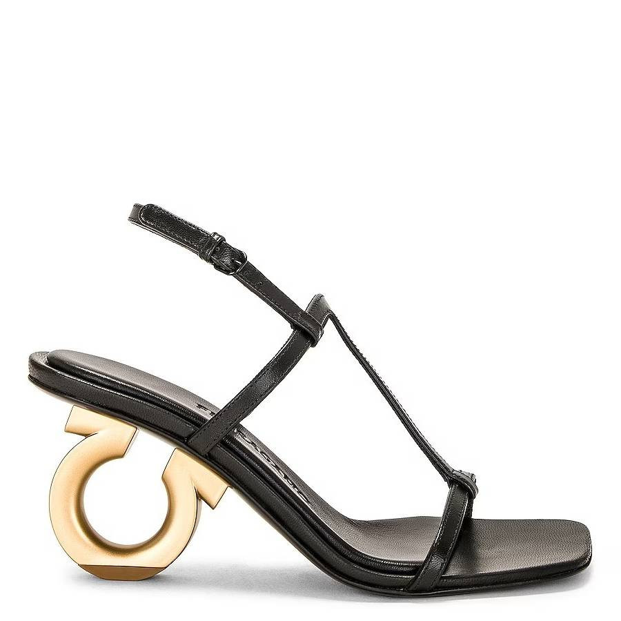 Salvatore Ferragamo Black Elina T-Strap Gancini Sandals | Jomashop.com & JomaDeals.com