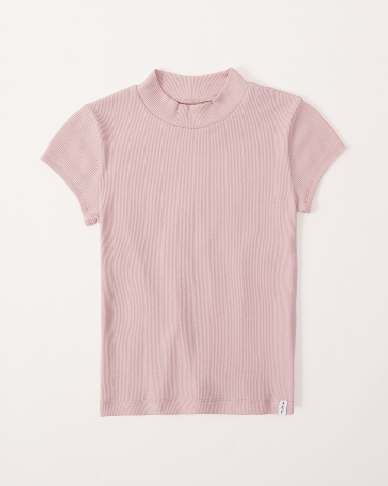 short-sleeve ribbed mockneck tee | Abercrombie & Fitch (US)