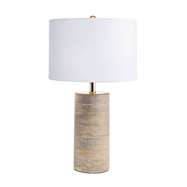 Natural 21-inch Striped Wood Column Table Lamp | Rugs USA