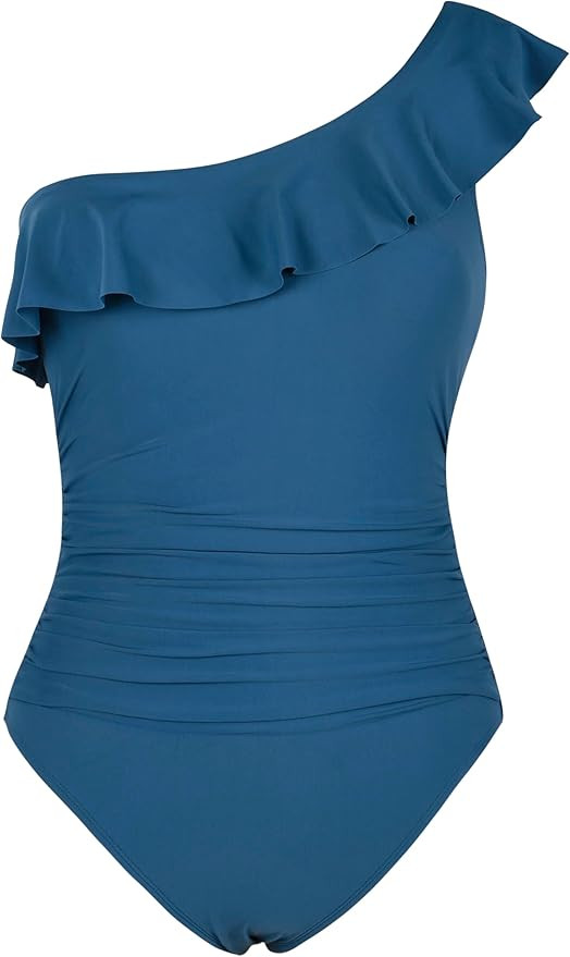 Hilor Women's One Piece Swimsuit One Shoulder Ruffle Tummy Control Bathing Suit Modest Slimming S... | Amazon (US)
