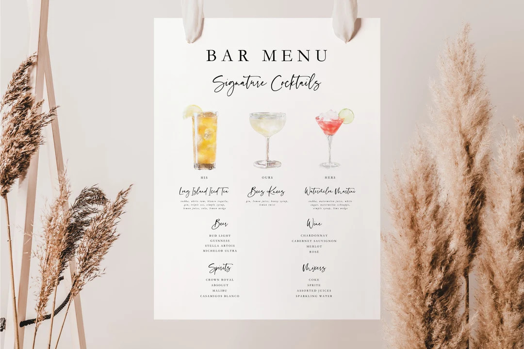 Printable Signature Cocktails Sign | Editable Signature Cocktails Template | Printable Bar Menu S... | Etsy (US)