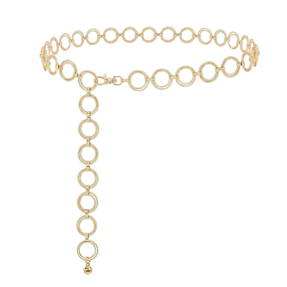 SUOSDEY Alloy Gold Waist Chain Belt for Women Fashion Cute Body Belly Link Belt Chain for Pants D... | Amazon (US)