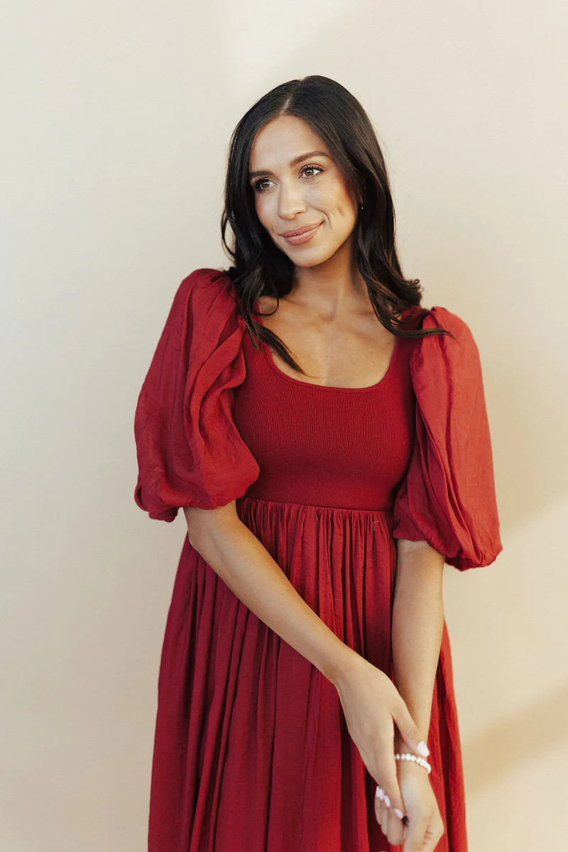 Raina Knit Midi in Burgundy | Henly