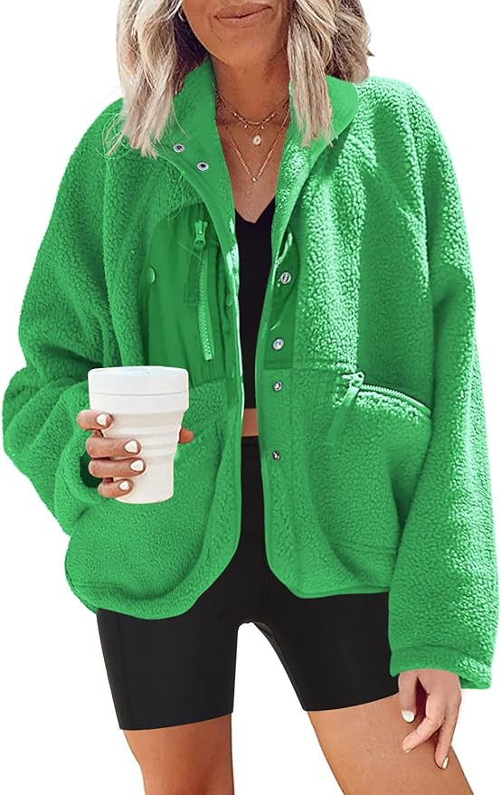 Nirovien Womens Fuzzy Fleece Jacket Button Down Sherpa Coats Casual Winter Warm Outwear with Pock... | Amazon (US)