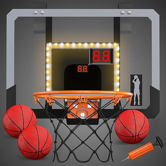 ExploreMore Mini Basketball Hoop Indoor with Scoreboard/LED, Glow in The Dark Door Basketball Hoo... | Amazon (US)