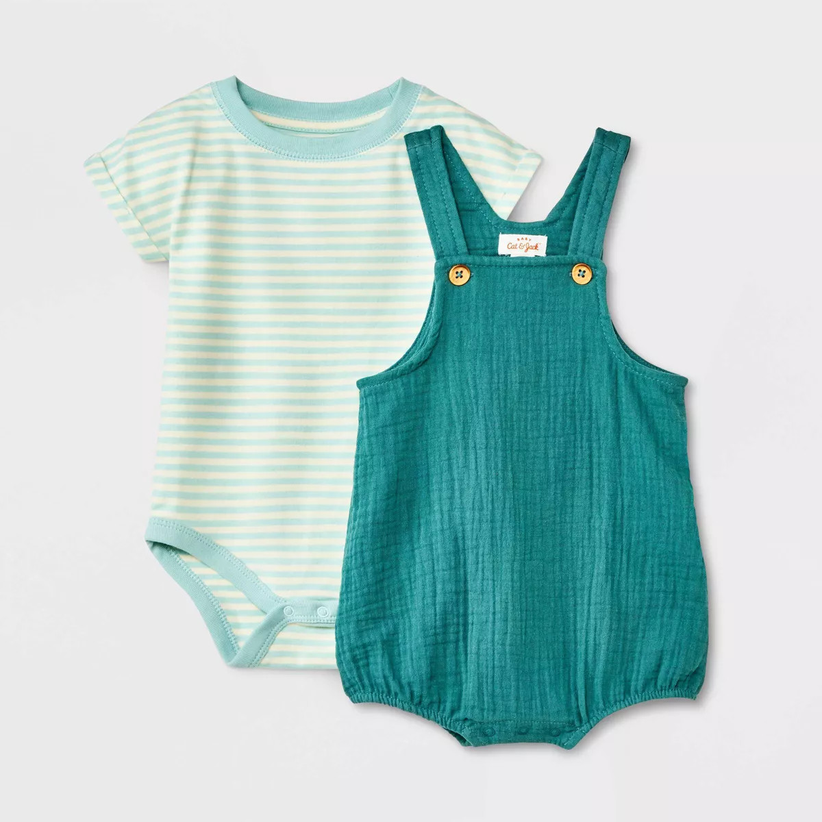 Baby Boys' 2pc Gauze Shortalls Set - Cat & Jack™ Teal Blue | Target