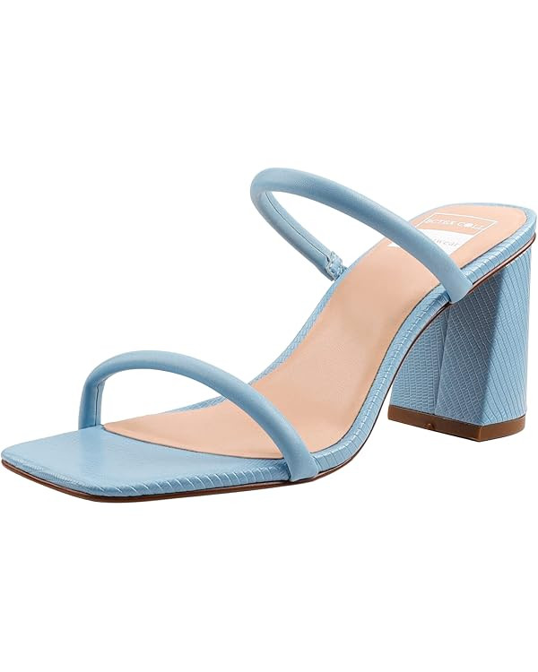 BCTEX COLL Women's High Heeled Sandal Two Strap Square Toe Slip on High-heeled Sandal High Heel S... | Amazon (US)