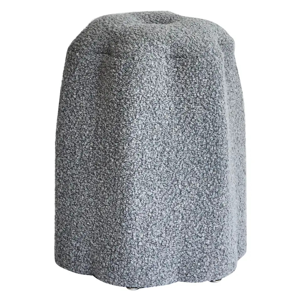 Lily Stool, Light Gray Bouclé Stool by Christian Siriano | 1stDibs