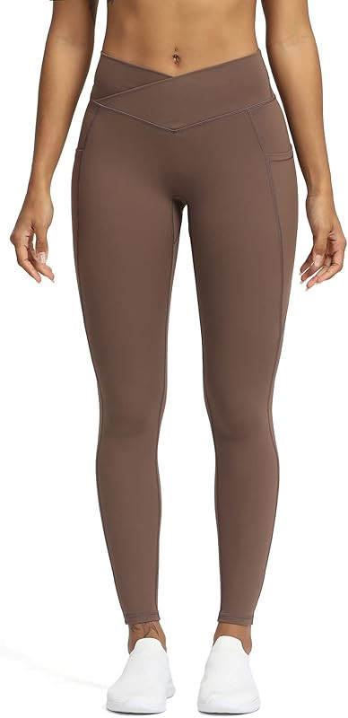 Aoxjox Trinity High Waisted Yoga Pants with Pockets for Women Tummy Control Cross-Waist Crossover... | Amazon (US)